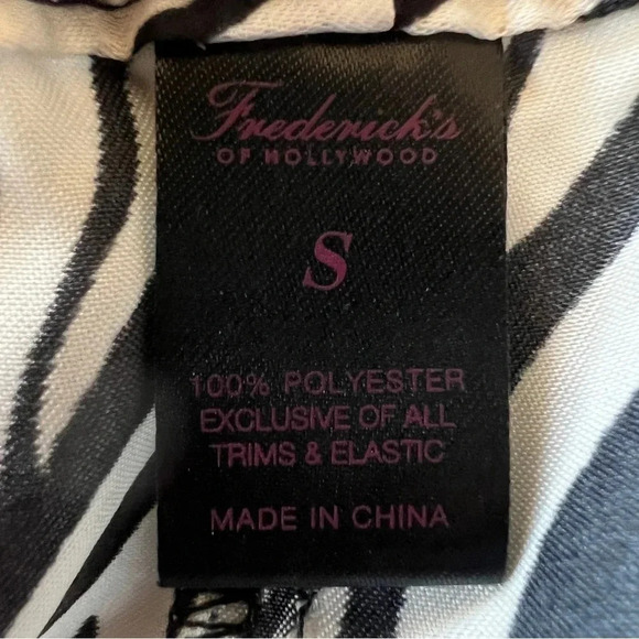 vintage FREDERICKS OF HOLLYWOOD Satin Zebra Pants Lace Side Panel Size Small - Picture 5 of 10